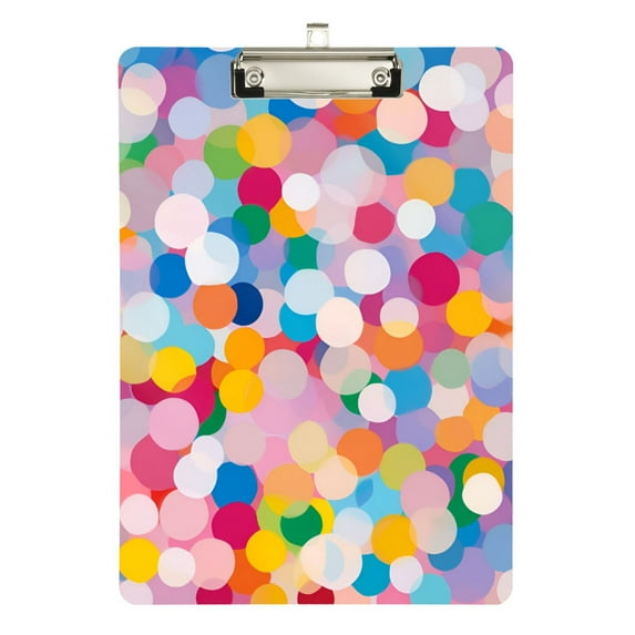 FORMRS Acrylic Clipboard with Low Profile Clip Standard A4 Letter Size, 12.5" x 9", Purple Colorful Circles