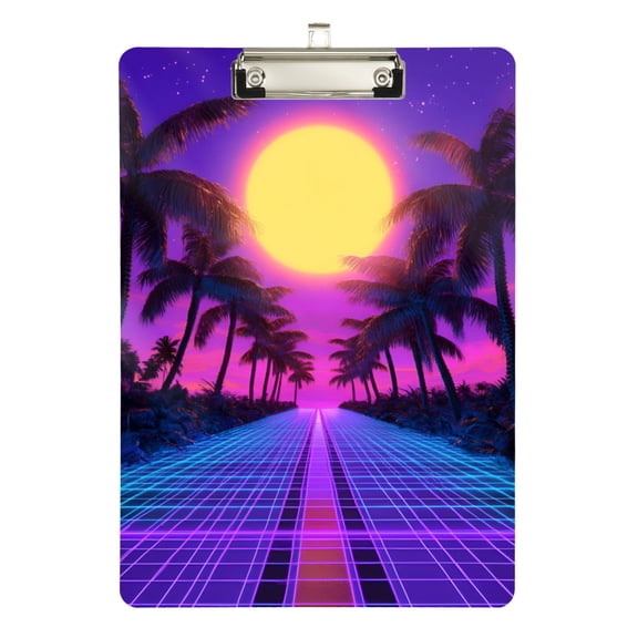 FORMRS Acrylic Clipboard with Low Profile Clip Standard A4 Letter Size, 12.5" x 9", Purple Neon Road