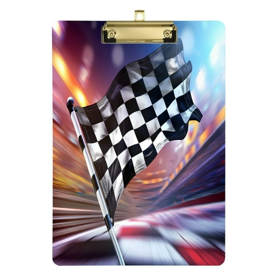 FORMRS Acrylic Clipboard with Low Profile Clip Standard A4 Letter Size, 12.5" x 9", Racing Flag