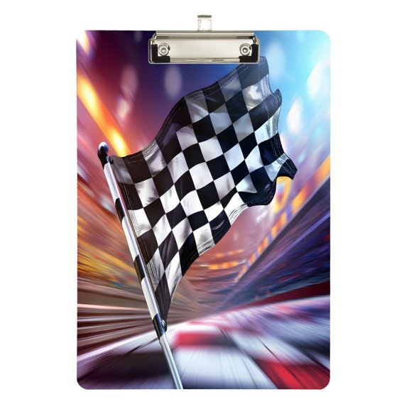 FORMRS Acrylic Clipboard with Low Profile Clip Standard A4 Letter Size, 12.5" x 9", Racing Flag