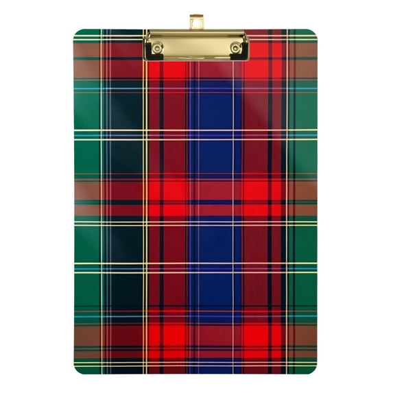 FORMRS Acrylic Clipboard with Low Profile Clip Standard A4 Letter Size, 12.5" x 9", Red Green Pattern