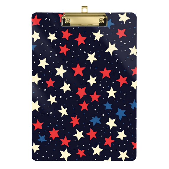 FORMRS Acrylic Clipboard with Low Profile Clip Standard A4 Letter Size, 12.5" x 9", Red Starry Pattern
