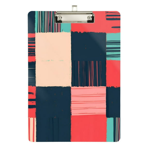 FORMRS Acrylic Clipboard with Low Profile Clip Standard A4 Letter Size, 12.5" x 9", Red Teal Plaid