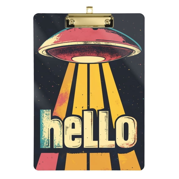 FORMRS Acrylic Clipboard with Low Profile Clip Standard A4 Letter Size, 12.5" x 9", Red UFO