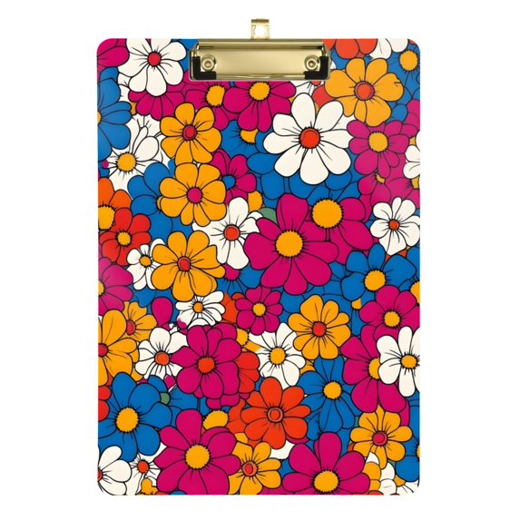 FORMRS Acrylic Clipboard with Low Profile Clip Standard A4 Letter Size, 12.5" x 9", Red Whimsical Floral