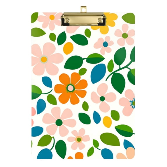 FORMRS Acrylic Clipboard with Low Profile Clip Standard A4 Letter Size, 12.5" x 9", Retro Orange Floral