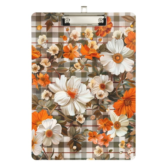 FORMRS Acrylic Clipboard with Low Profile Clip Standard A4 Letter Size, 12.5" x 9", Rustic Floral