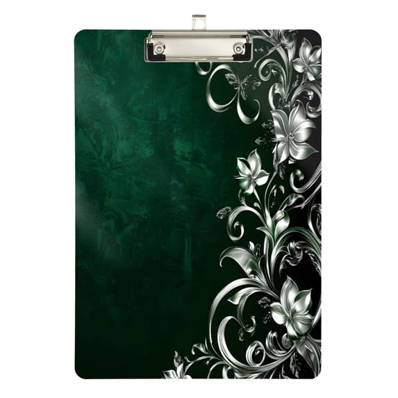 FORMRS Acrylic Clipboard with Low Profile Clip Standard A4 Letter Size, 12.5" x 9", Silver Pattern