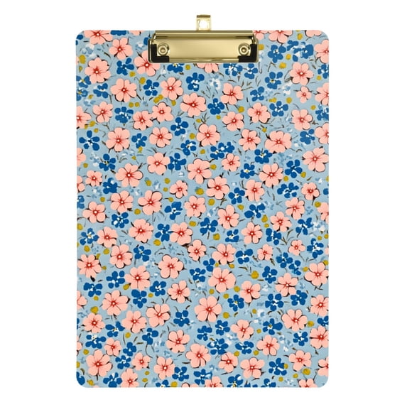 FORMRS Acrylic Clipboard with Low Profile Clip Standard A4 Letter Size, 12.5" x 9", Small Pink Flower