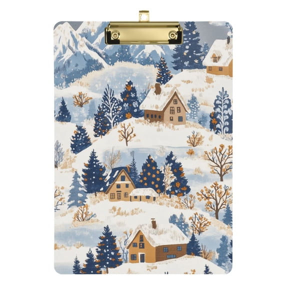 FORMRS Acrylic Clipboard with Low Profile Clip Standard A4 Letter Size, 12.5" x 9", Snowy Winter