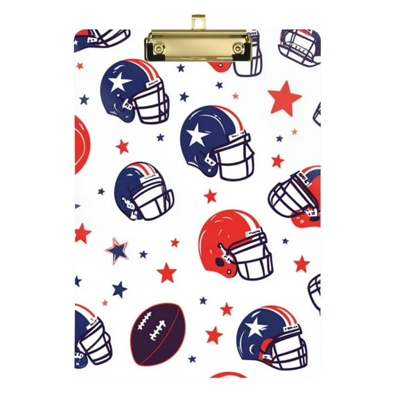 FORMRS Acrylic Clipboard with Low Profile Clip Standard A4 Letter Size, 12.5" x 9", Star Spangled Helmets