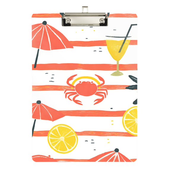 FORMRS Acrylic Clipboard with Low Profile Clip Standard A4 Letter Size, 12.5" x 9", Striped Crab