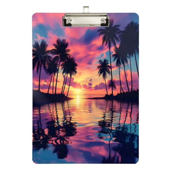 FORMRS Acrylic Clipboard with Low Profile Clip Standard A4 Letter Size, 12.5" x 9", Sunset Landscape