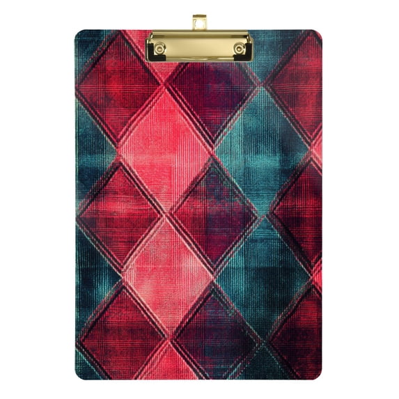 FORMRS Acrylic Clipboard with Low Profile Clip Standard A4 Letter Size, 12.5" x 9", Vibrant Green Tartan Pattern