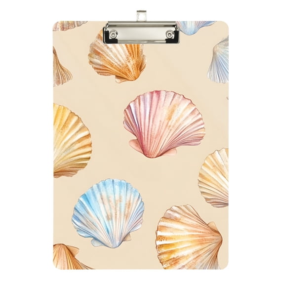 FORMRS Acrylic Clipboard with Low Profile Clip Standard A4 Letter Size, 12.5" x 9", Watercolor Seashell