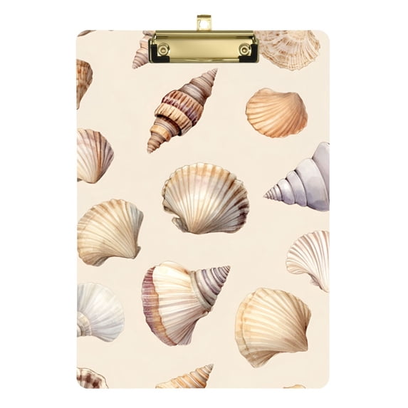 FORMRS Acrylic Clipboard with Low Profile Clip Standard A4 Letter Size, 12.5" x 9", Watercolor Seashells