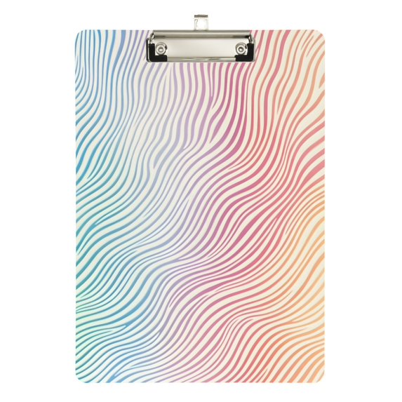 FORMRS Acrylic Clipboard with Low Profile Clip Standard A4 Letter Size, 12.5" x 9", Wavy Striped