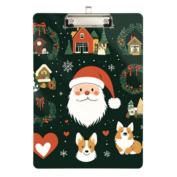 FORMRS Acrylic Clipboard with Low Profile Clip Standard A4 Letter Size, 12.5" x 9", Whimsical Christmas