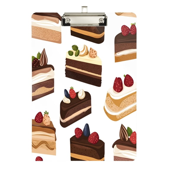 FORMRS Acrylic Clipboard with Low Profile Clip Standard A4 Letter Size, 12.5" x 9", White Cakes Pattern
