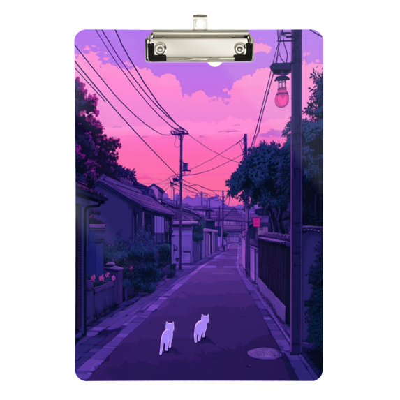 FORMRS Acrylic Clipboard with Low Profile Clip Standard A4 Letter Size, 12.5" x 9", White Cat Walking