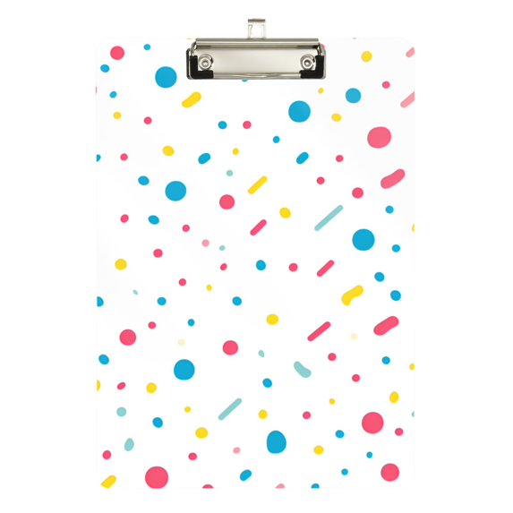 FORMRS Acrylic Clipboard with Low Profile Clip Standard A4 Letter Size, 12.5" x 9", White Retro Pattern