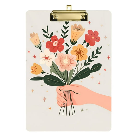 FORMRS Acrylic Clipboard with Low Profile Clip Standard A4 Letter Size, 12.5" x 9", Yellow Cute Flower
