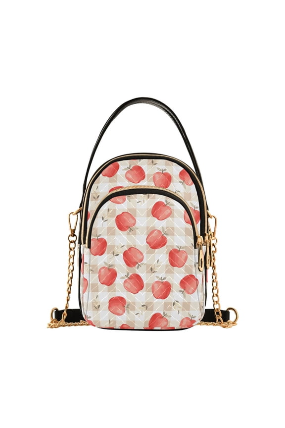 Crossbody Bag for Women Quilted Travel Shoulder Cell Phone Purse with Chain Strap Handbag, Apple Plaid Pattern