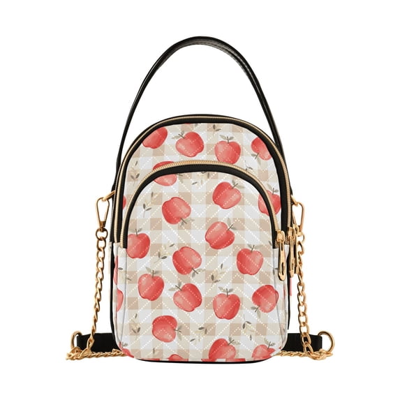 FORMRS Crossbody Bag for Women Quilted Travel Shoulder Cell Phone Purse with Chain Strap Handbag, Apple Plaid Pattern