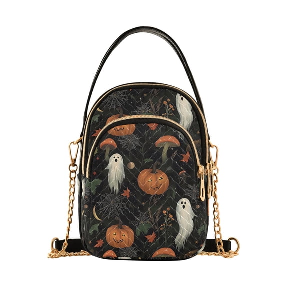 FORMRS Crossbody Bag for Women Quilted Travel Shoulder Cell Phone Purse with Chain Strap Handbag, Autumn Ghost Pattern