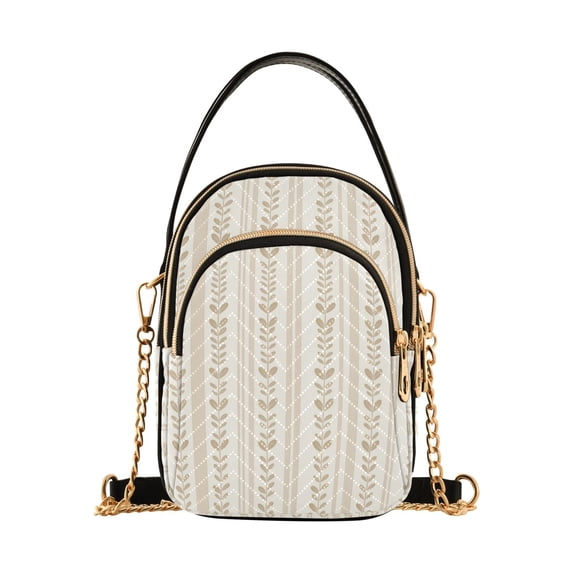 FORMRS Crossbody Bag for Women Quilted Travel Shoulder Cell Phone Purse with Chain Strap Handbag, Beige Abstract Pattern