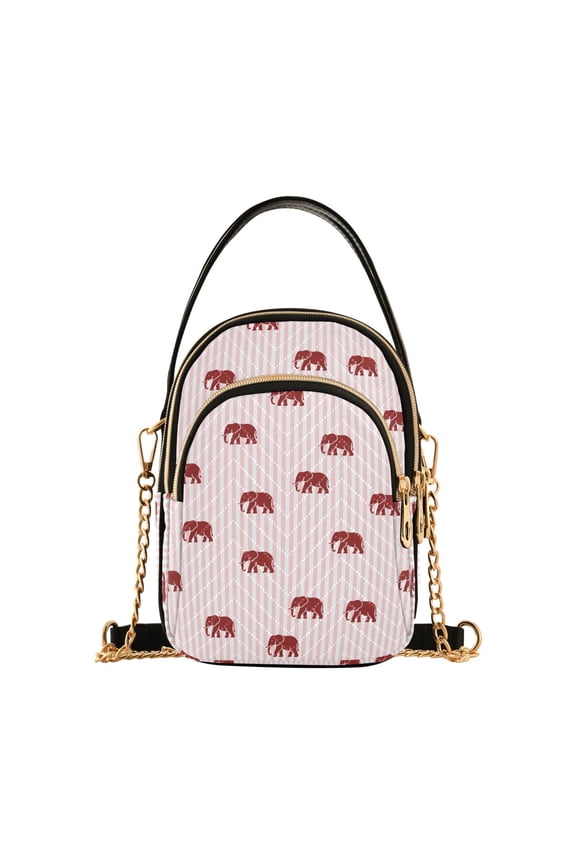 Crossbody Bag for Women Quilted Travel Shoulder Cell Phone Purse with Chain Strap Handbag, Cartoon Elephant Pattern