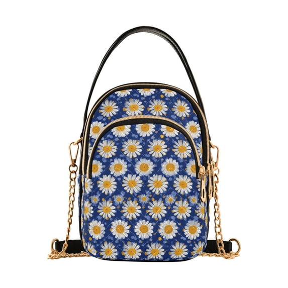 FORMRS Crossbody Bag for Women Quilted Travel Shoulder Cell Phone Purse with Chain Strap Handbag, Elegant Daisy Pattern