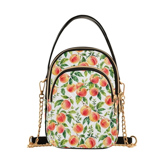 FORMRS Crossbody Bag for Women Quilted Travel Shoulder Cell Phone Purse with Chain Strap Handbag, Watercolor Peach Pattern