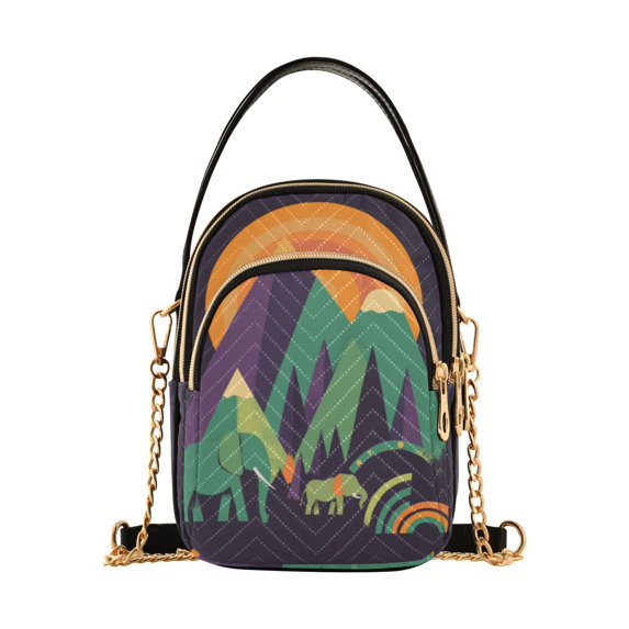 FORMRS Crossbody Bag for Women Quilted Travel Shoulder Cell Phone Purse with Chain Strap Handbag, Abstract Animals