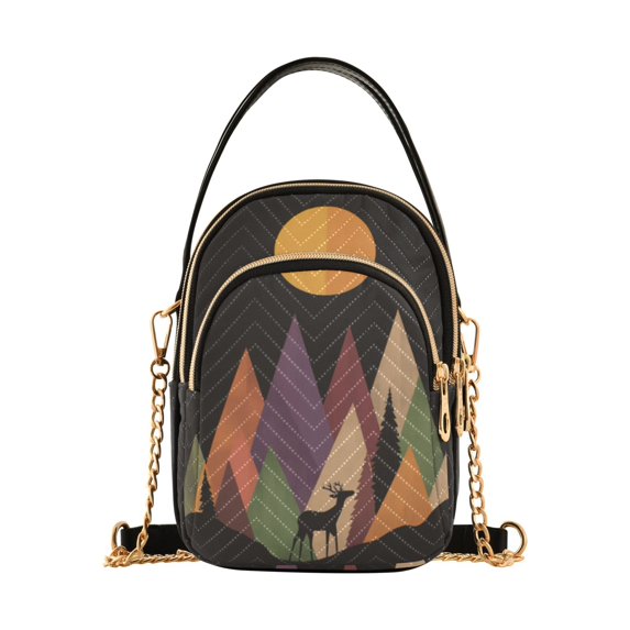 FORMRS Crossbody Bag for Women Quilted Travel Shoulder Cell Phone Purse with Chain Strap Handbag, Abstract Mountain