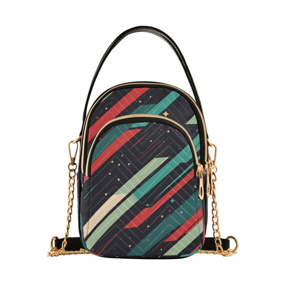 FORMRS Crossbody Bag for Women Quilted Travel Shoulder Cell Phone Purse with Chain Strap Handbag, Abstract Stripes