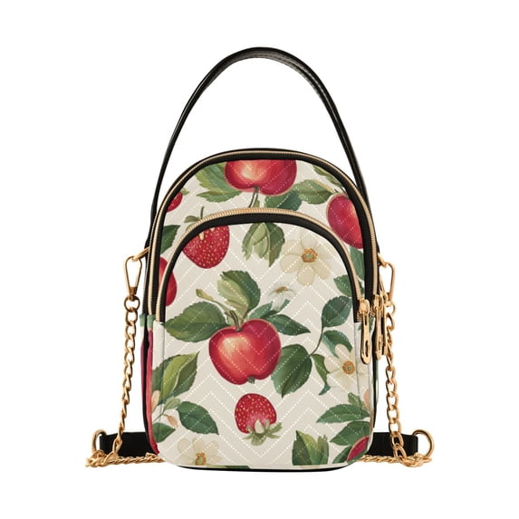FORMRS Crossbody Bag for Women Quilted Travel Shoulder Cell Phone Purse with Chain Strap Handbag, Apple Leaves Pattern