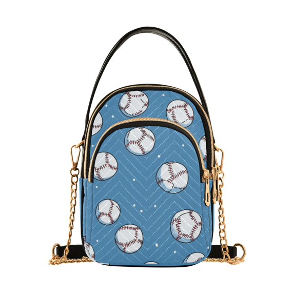FORMRS Crossbody Bag for Women Quilted Travel Shoulder Cell Phone Purse with Chain Strap Handbag, Baseballs Pattern