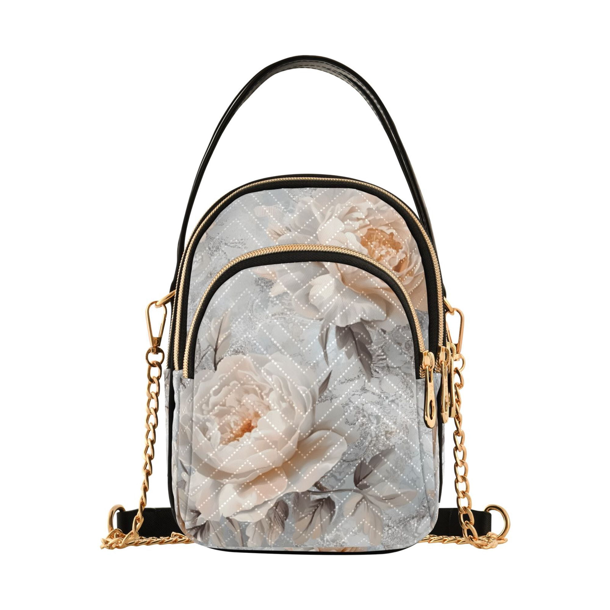 FORMRS Crossbody Bag for Women Quilted Travel Shoulder Cell Phone Purse with Chain Strap Handbag, Beautiful Floral