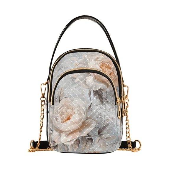 FORMRS Crossbody Bag for Women Quilted Travel Shoulder Cell Phone Purse with Chain Strap Handbag, Beautiful Floral