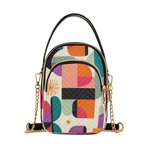 FORMRS Crossbody Bag for Women Quilted Travel Shoulder Cell Phone Purse with Chain Strap Handbag, Beige Abstract