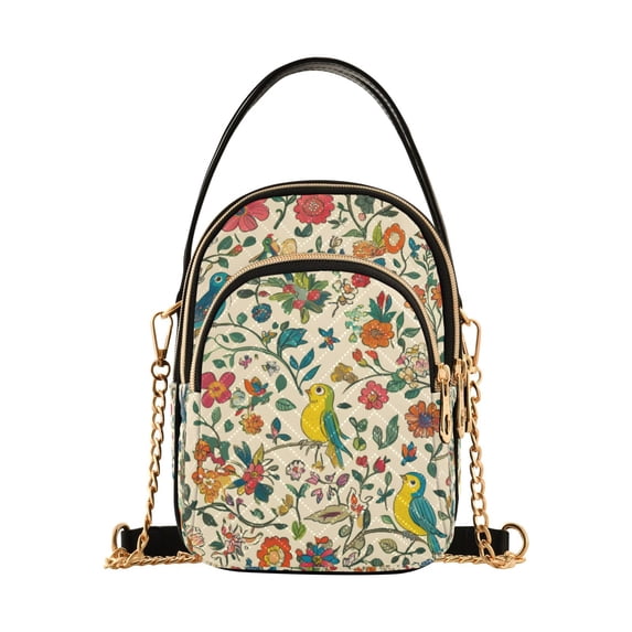 FORMRS Crossbody Bag for Women Quilted Travel Shoulder Cell Phone Purse with Chain Strap Handbag, Beige Cartoon Animals