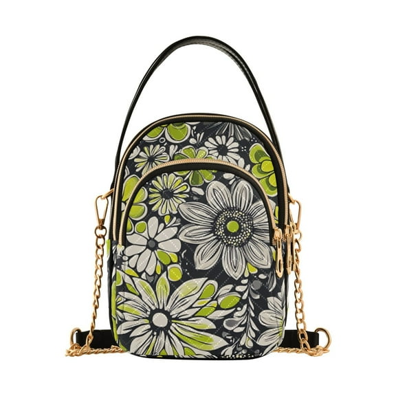 FORMRS Crossbody Bag for Women Shoulder Cell Phone Purse with Zipper, Beige Flower Pattern