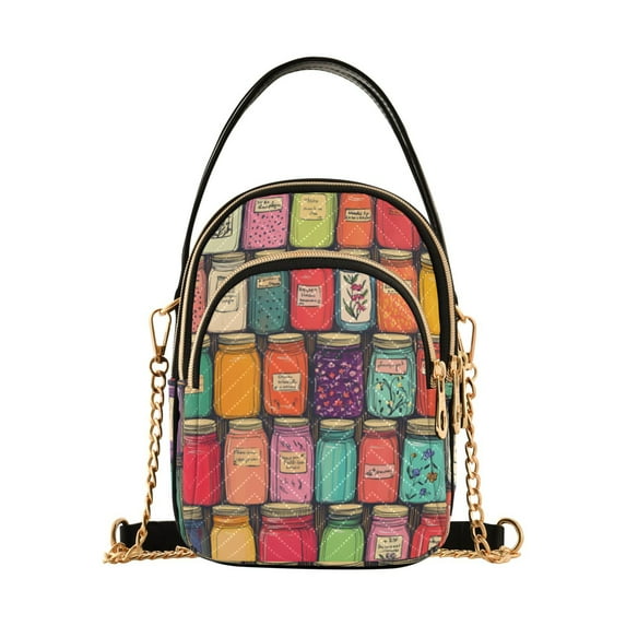 FORMRS Crossbody Bag for Women Quilted Travel Shoulder Cell Phone Purse with Chain Strap Handbag, Beige Jar