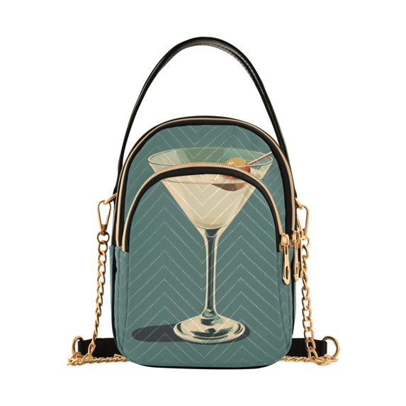 FORMRS Crossbody Bag for Women Quilted Travel Shoulder Cell Phone Purse with Chain Strap Handbag, Beige Martini