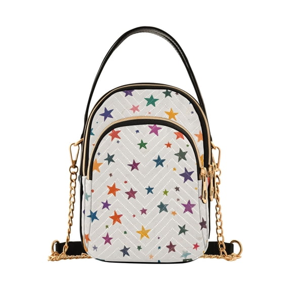 FORMRS Crossbody Bag for Women Quilted Travel Shoulder Cell Phone Purse with Chain Strap Handbag, Beige Stars