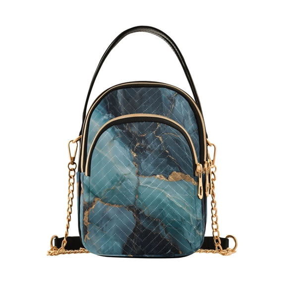 FORMRS Crossbody Bag for Women Quilted Travel Shoulder Cell Phone Purse with Chain Strap Handbag, Black Marble