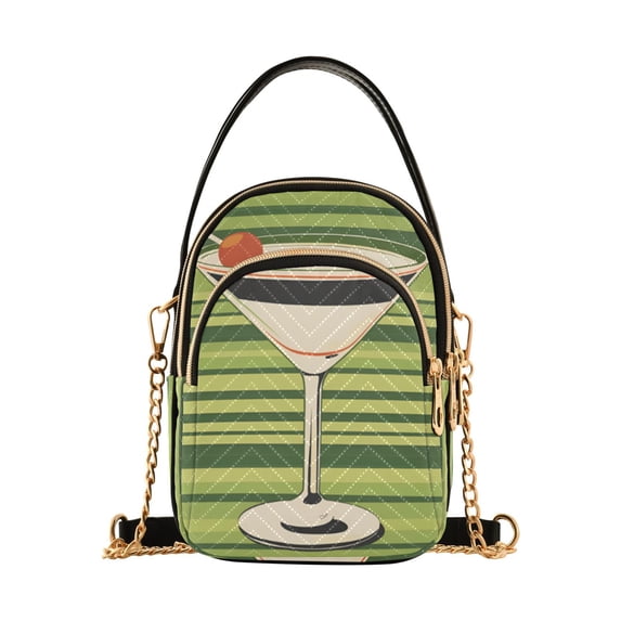 FORMRS Crossbody Bag for Women Quilted Travel Shoulder Cell Phone Purse with Chain Strap Handbag, Black Martini
