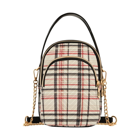 FORMRS Crossbody Bag for Women Quilted Travel Shoulder Cell Phone Purse with Chain Strap Handbag, Black Tartan