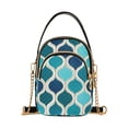 thumbnail image 1 of FORMRS Crossbody Bag for Women Quilted Travel Shoulder Cell Phone Purse with Chain Strap Handbag, Blue Geometric Pattern, 1 of 7